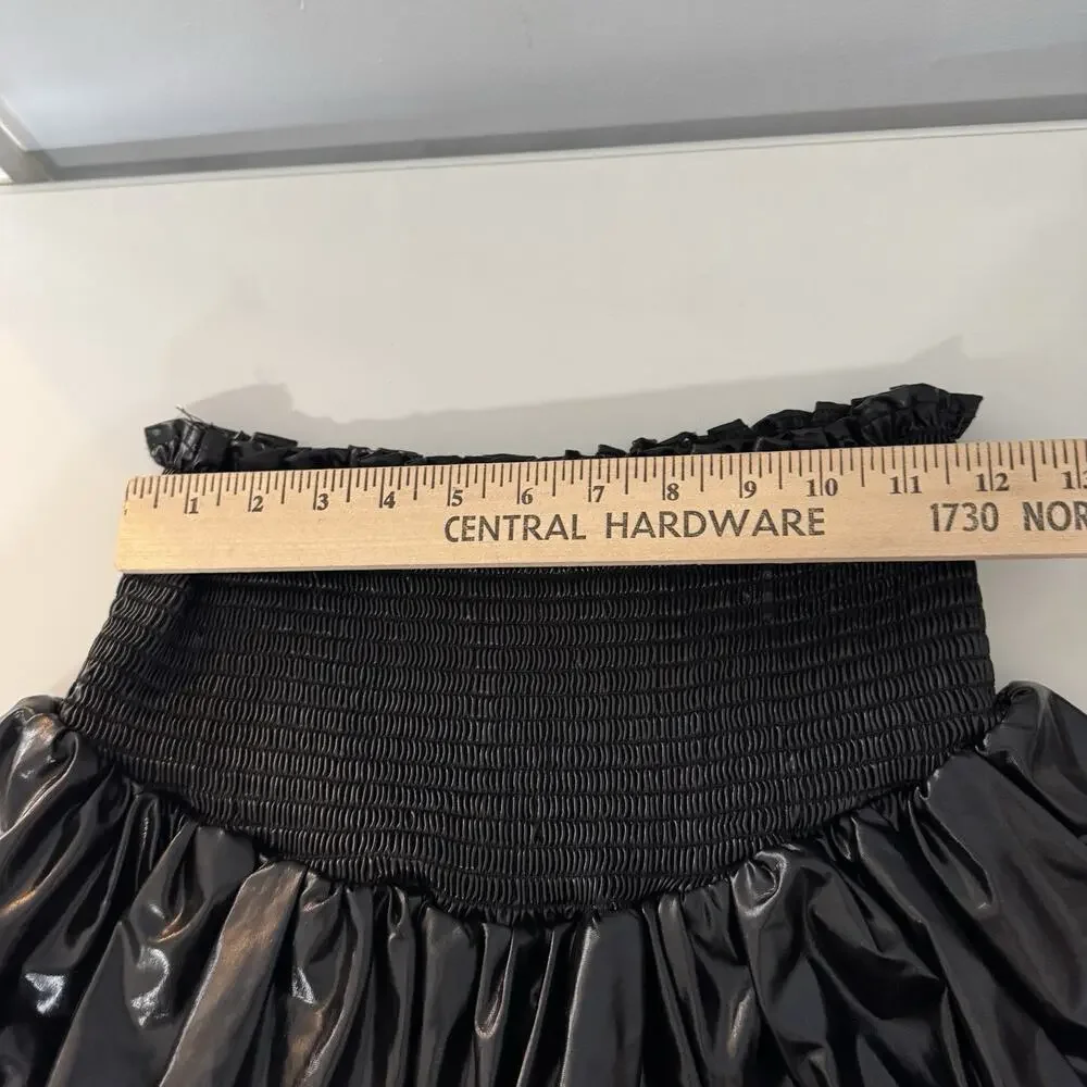 Queen of Sparkles Faux Patent Leather Skort Skirt Sz S Black Tiered Skirt Mini